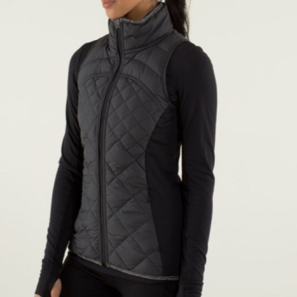 lululemon athletica Jackets & Blazers - Lululemon Fluff Off Vest Grey Black Size 4